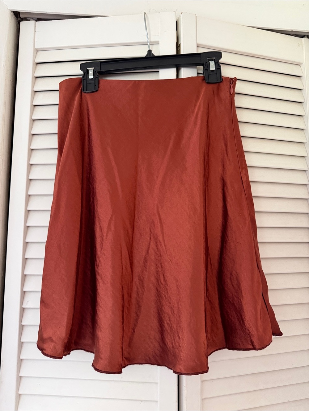 Women's Rust Satin A-Line Skirt